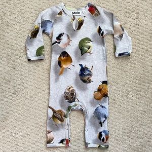 Molo Birds Long-sleeve One-piece - size 68 (6-9M)